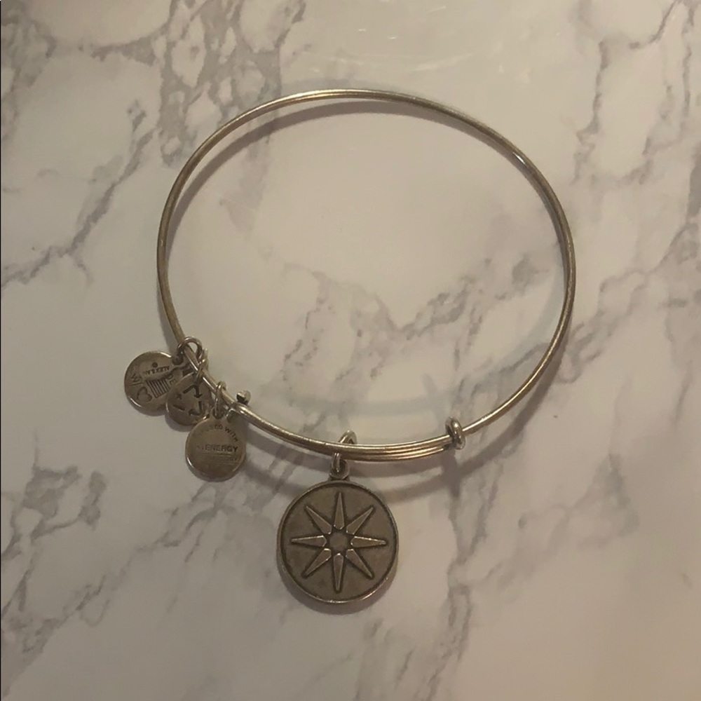 Alex and Ani Star/Compass Silver Bangle